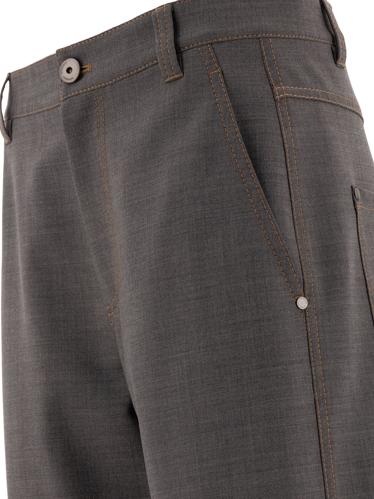 BRUNELLO CUCINELLI Soft Curved Wool Trousers - Regular Fit, High Rise