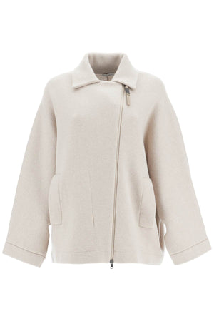 BRUNELLO CUCINELLI Luxurious Oversized Cashmere Cardigan with Asymmetrical Zip