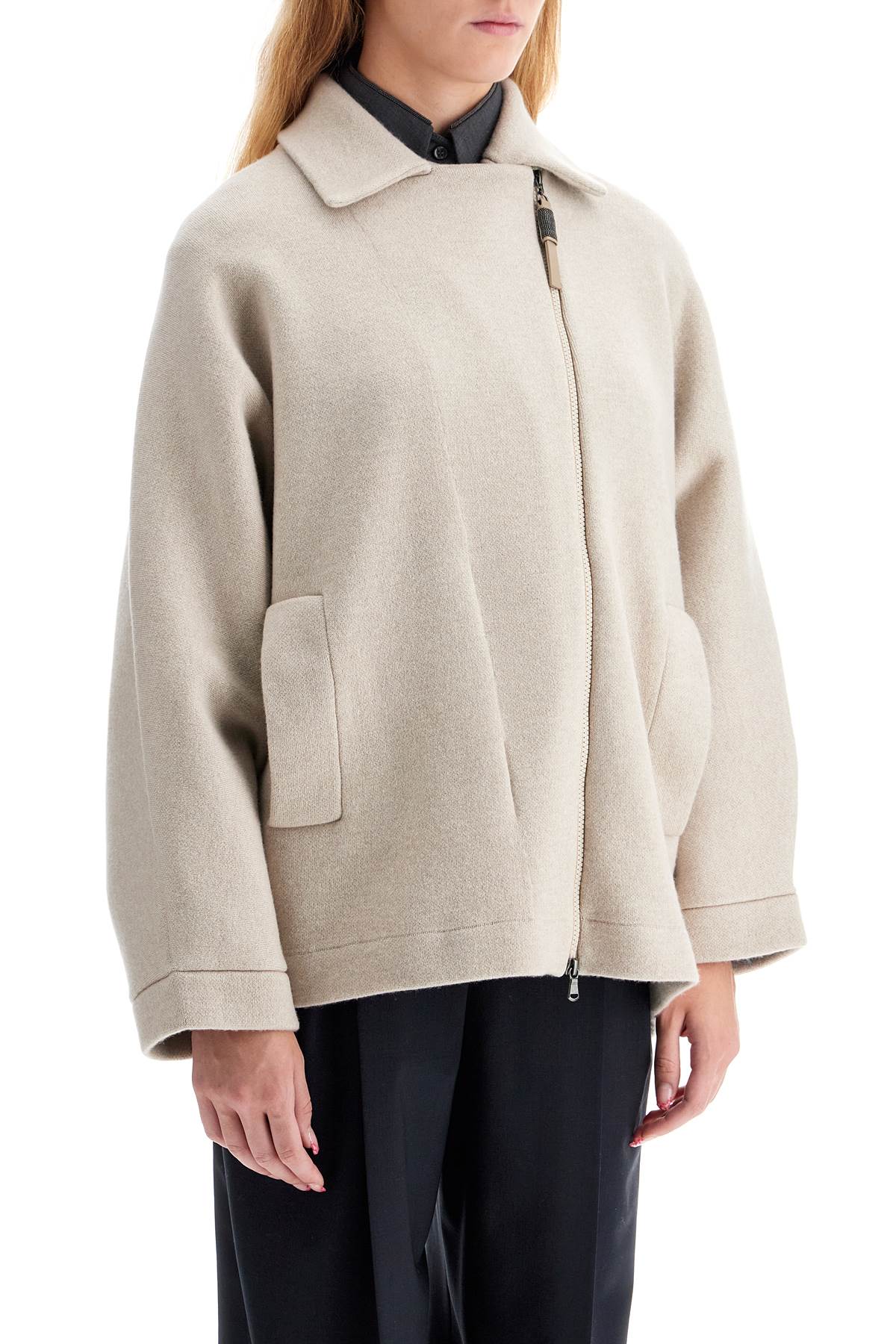 BRUNELLO CUCINELLI Luxurious Oversized Cashmere Cardigan with Asymmetrical Zip