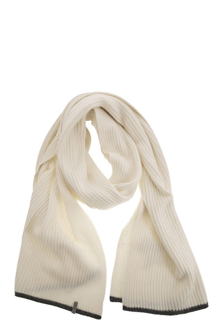 BRUNELLO CUCINELLI Ribbed Cashmere Knit Scarf with Necklace