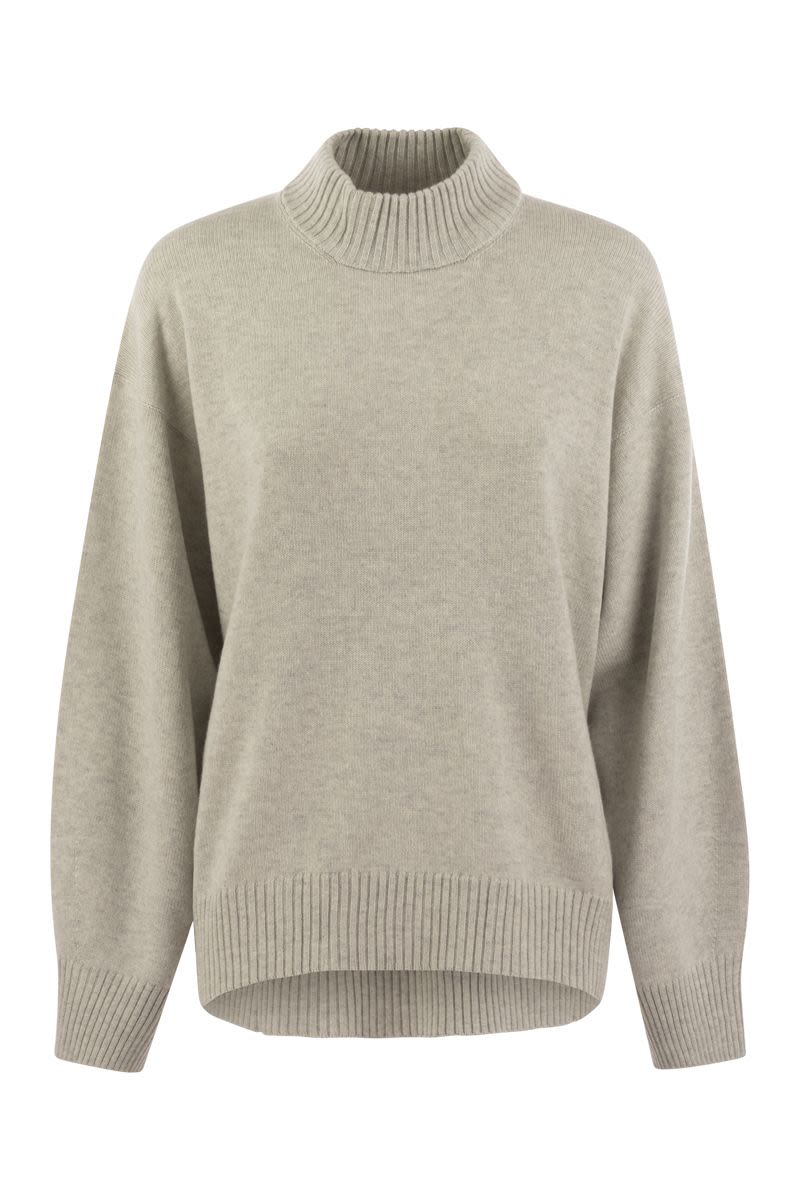 BRUNELLO CUCINELLI Elegant Cashmere Turtleneck Sweater with Shimmering Cuff Accents