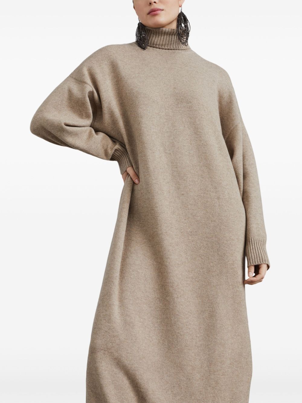 BRUNELLO CUCINELLI Mid-Length Cashmere Dress with Elegant Details