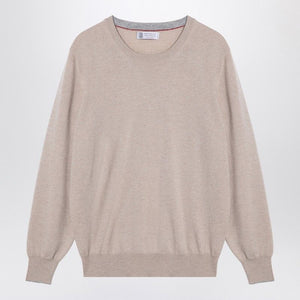 BRUNELLO CUCINELLI Luxurious Sand-Colored Cashmere Sweater for Men