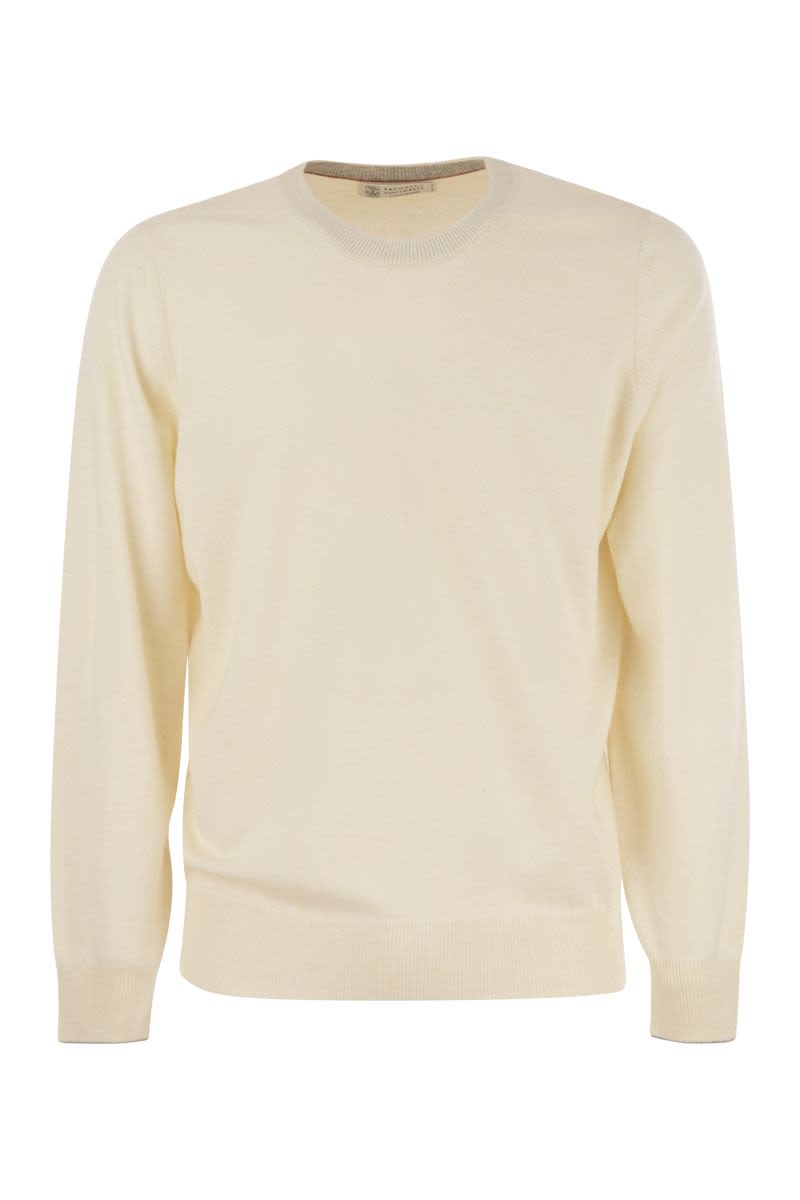 BRUNELLO CUCINELLI Men's Hazeltnut Crew-Neck Sweater in Pure Cashmere - 2024 Collection