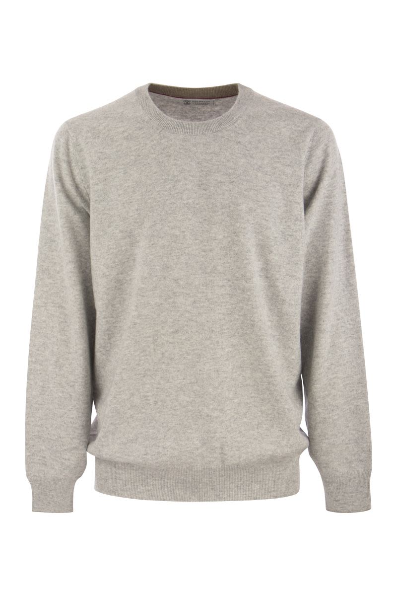 BRUNELLO CUCINELLI Men's Hazeltnut Crew-Neck Sweater in Pure Cashmere - 2024 Collection