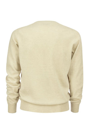 BRUNELLO CUCINELLI Men's Hazeltnut Crew-Neck Sweater in Pure Cashmere - 2024 Collection