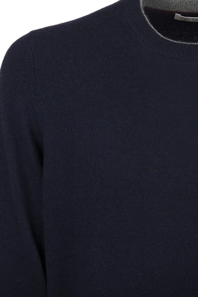 BRUNELLO CUCINELLI Luxury Dark Blue Cashmere Crewneck Sweater