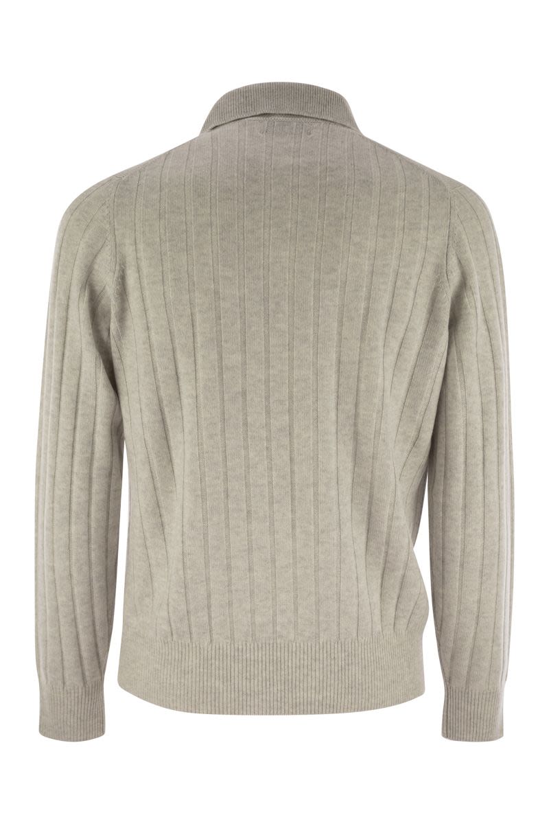 BRUNELLO CUCINELLI Luxury Cashmere Long-Sleeve Polo Shirt