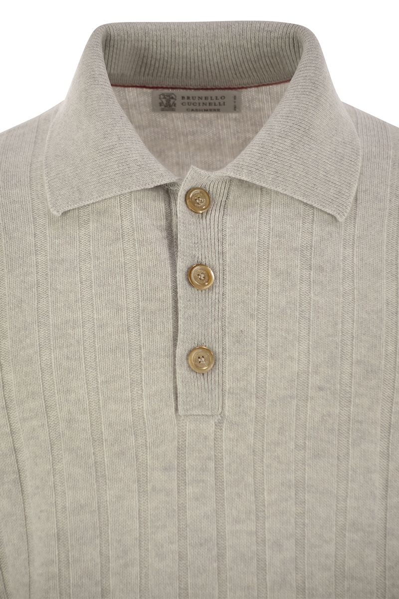 BRUNELLO CUCINELLI Luxury Cashmere Long-Sleeve Polo Shirt