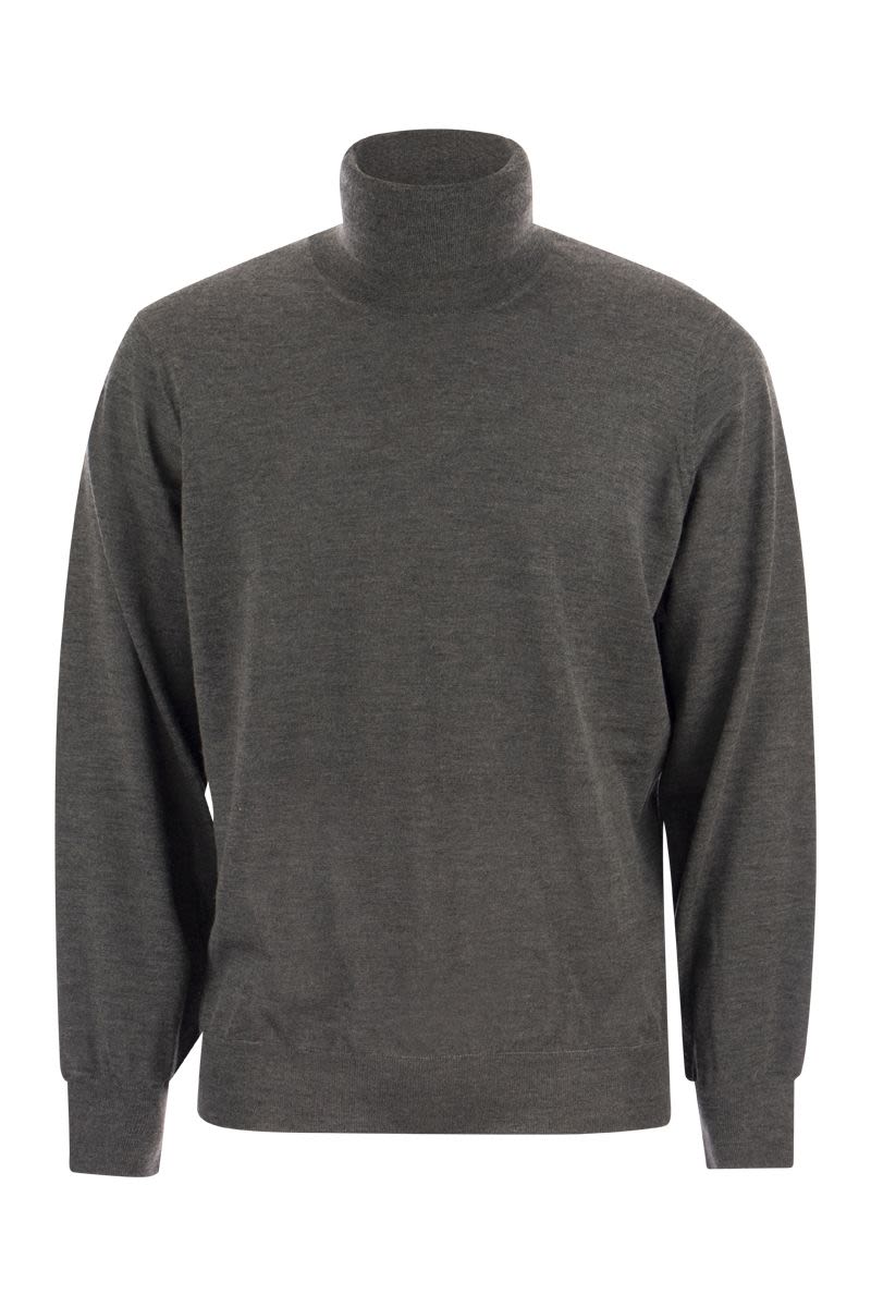 BRUNELLO CUCINELLI Men's Lightweight Cashmere and Silk Turtleneck Sweater for FW23 in Grey