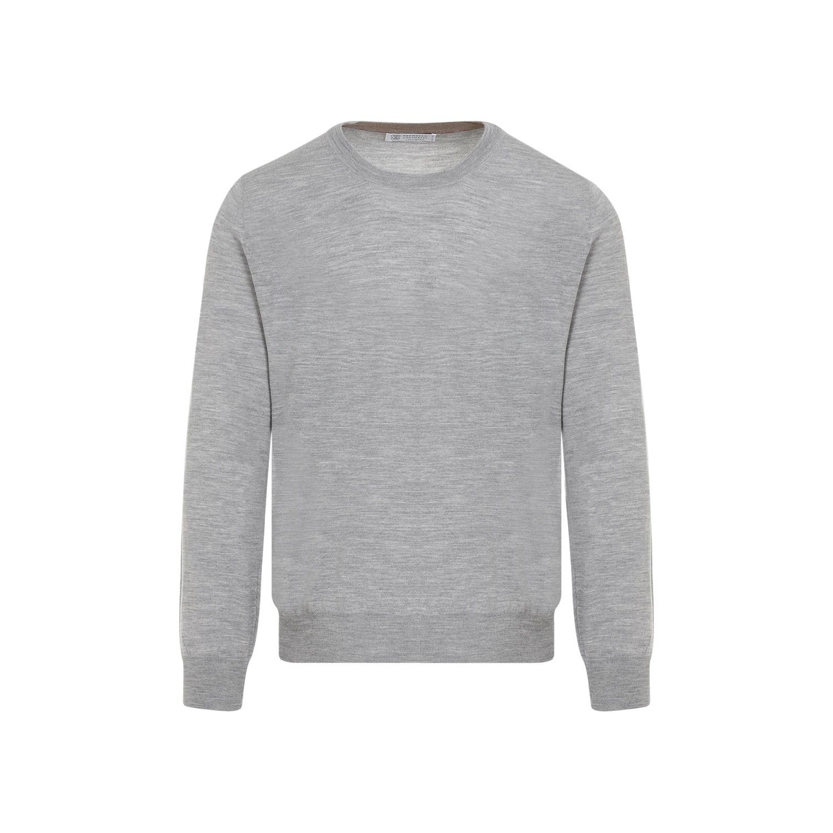 BRUNELLO CUCINELLI Luxury Wool-Cashmere Crewneck Sweater in Light Grey