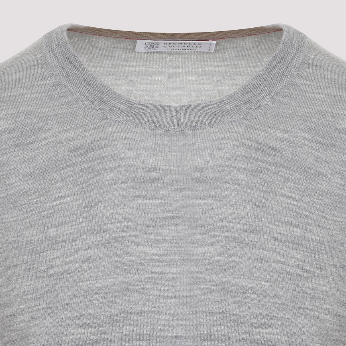 BRUNELLO CUCINELLI Luxury Wool-Cashmere Crewneck Sweater in Light Grey