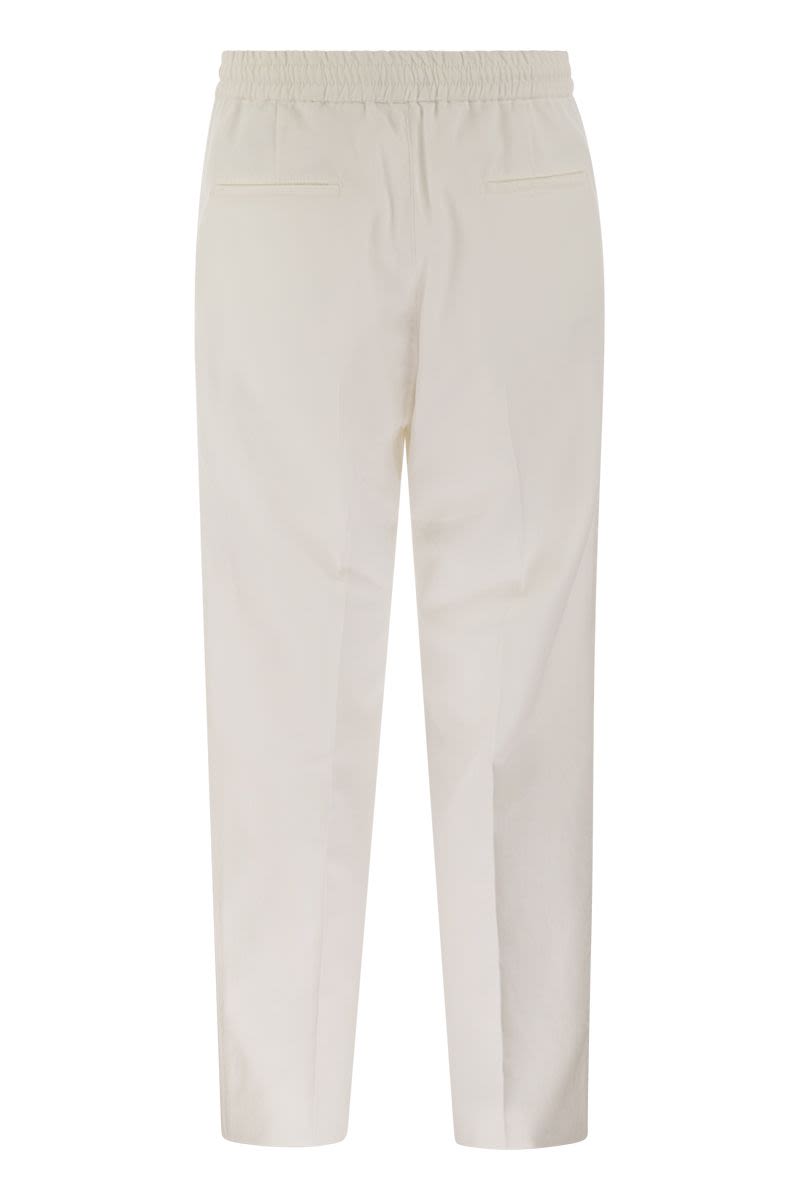 BRUNELLO CUCINELLI Refined and Casual Beige Cotton Gabardine Trousers for Men