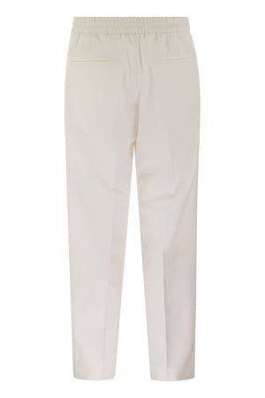 BRUNELLO CUCINELLI Refined and Casual Beige Cotton Gabardine Trousers for Men