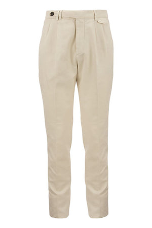 BRUNELLO CUCINELLI Cropped Cotton Trousers with Double Darts