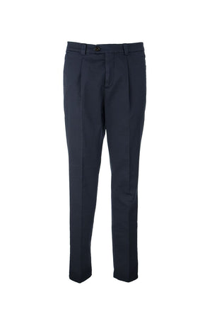 BRUNELLO CUCINELLI Classic American Pima Cotton Trousers with Pleats and Leisure Fit