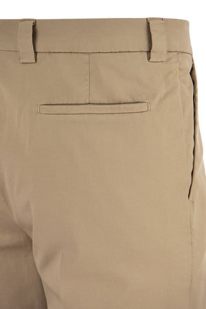 BRUNELLO CUCINELLI Classic American Pima Cotton Trousers with Pleats and Leisure Fit