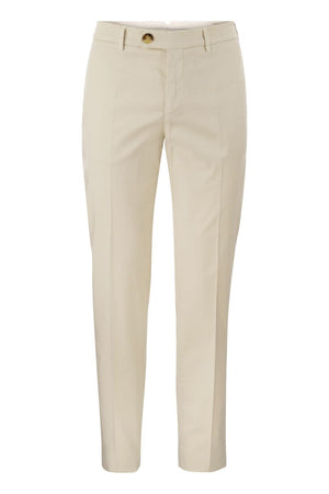 BRUNELLO CUCINELLI Cream Italian Fit Cotton Gabardine Trousers