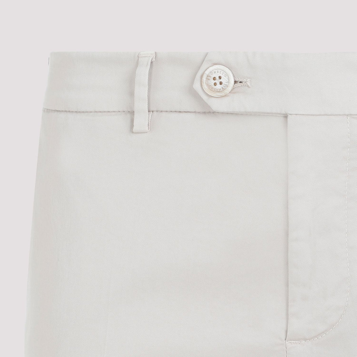 BRUNELLO CUCINELLI Cream Italian Fit Cotton Gabardine Trousers