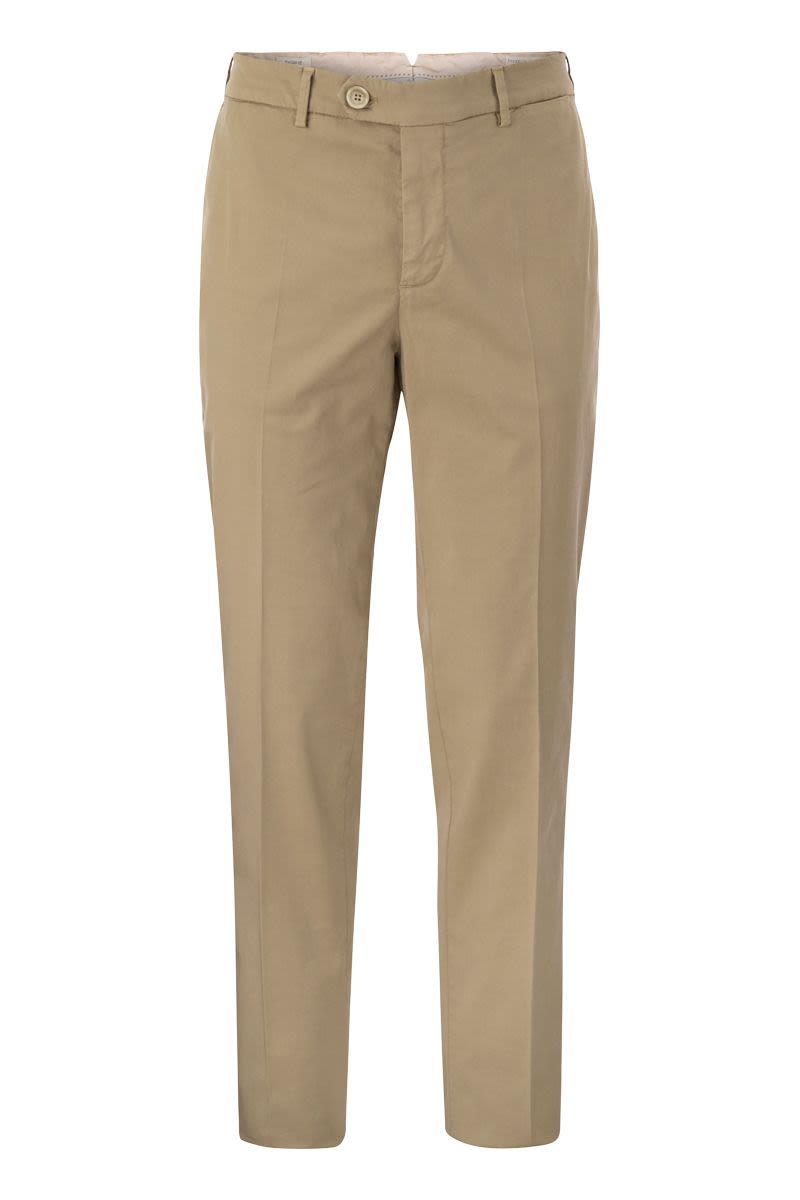 BRUNELLO CUCINELLI Cream Italian Fit Cotton Gabardine Trousers