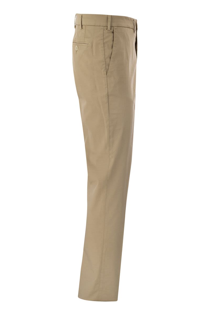 BRUNELLO CUCINELLI Cream Italian Fit Cotton Gabardine Trousers