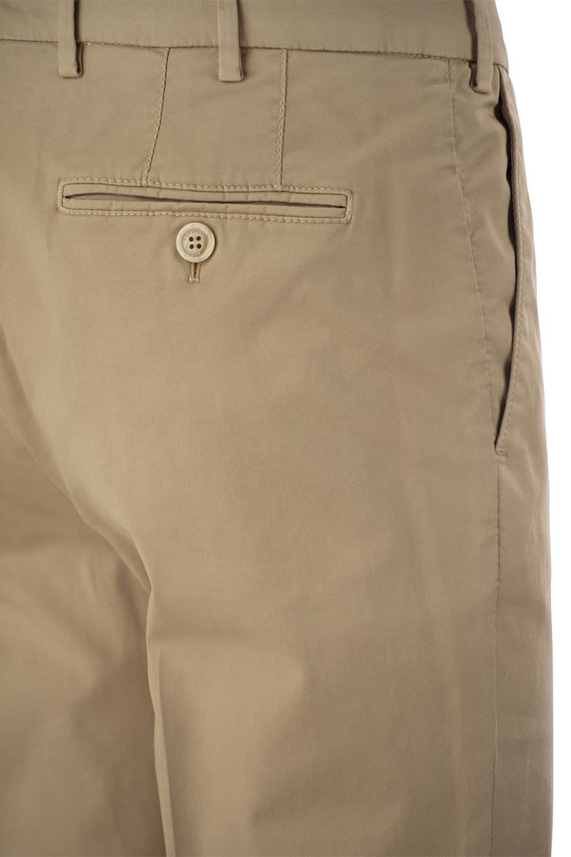 BRUNELLO CUCINELLI Cream Italian Fit Cotton Gabardine Trousers