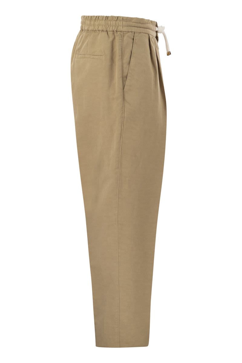 BRUNELLO CUCINELLI Men's Brown Linen and Cotton Pants for the SS24 Season