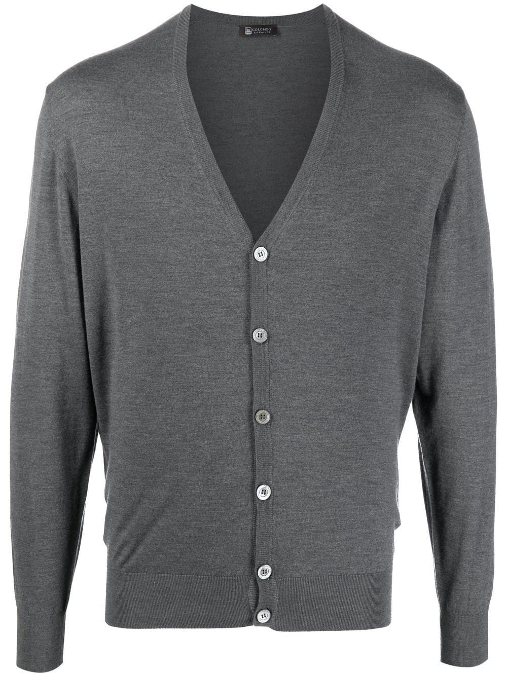 COLOMBO Mens Botton Cardigan in Grigio Melange for FW22