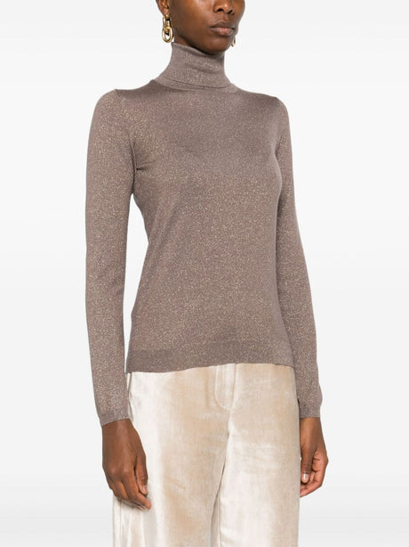 BRUNELLO CUCINELLI Silken Cashmere Turtleneck Sweater in Coffee Brown