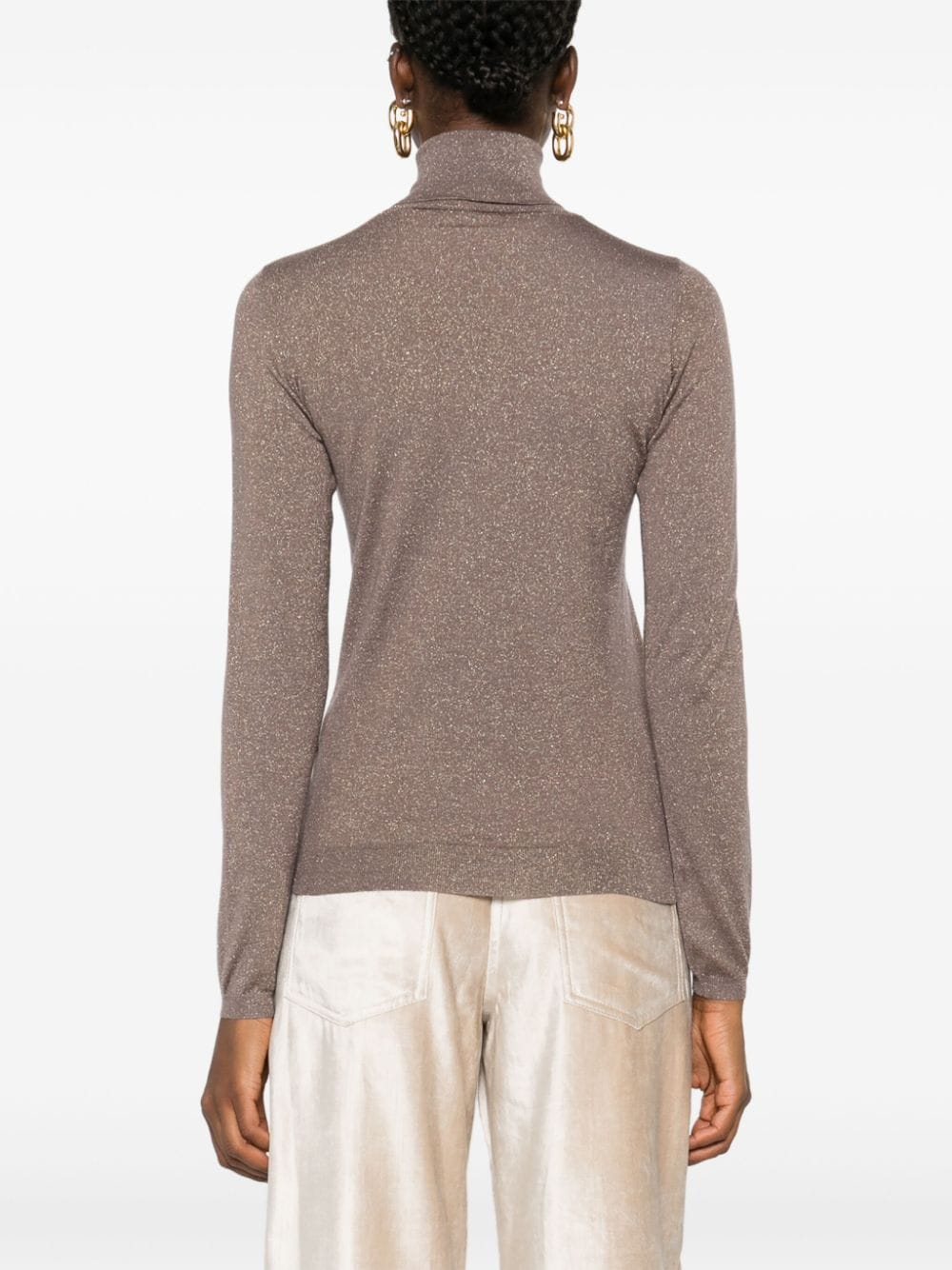 BRUNELLO CUCINELLI Silken Cashmere Turtleneck Sweater in Coffee Brown