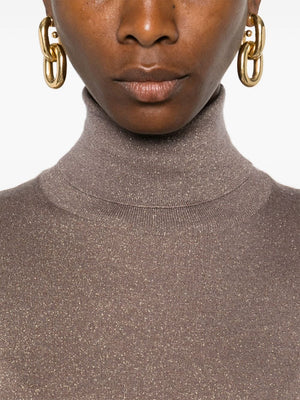 BRUNELLO CUCINELLI Silken Cashmere Turtleneck Sweater in Coffee Brown