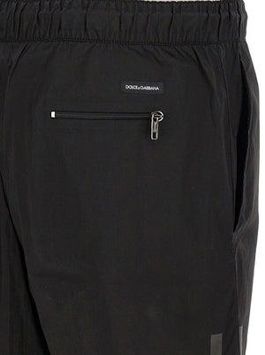 DOLCE & GABBANA Men's Black Beach Shorts with Stretch Fabric and Modern Design for SS23