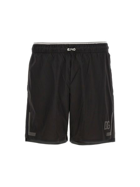 DOLCE & GABBANA Men's Black Beach Shorts with Stretch Fabric and Modern Design for SS23