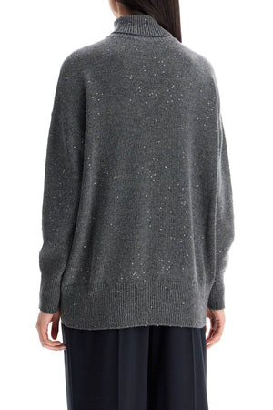 BRUNELLO CUCINELLI Elegant Cashmere-Silk Turtleneck Sweater with Sequin Detail