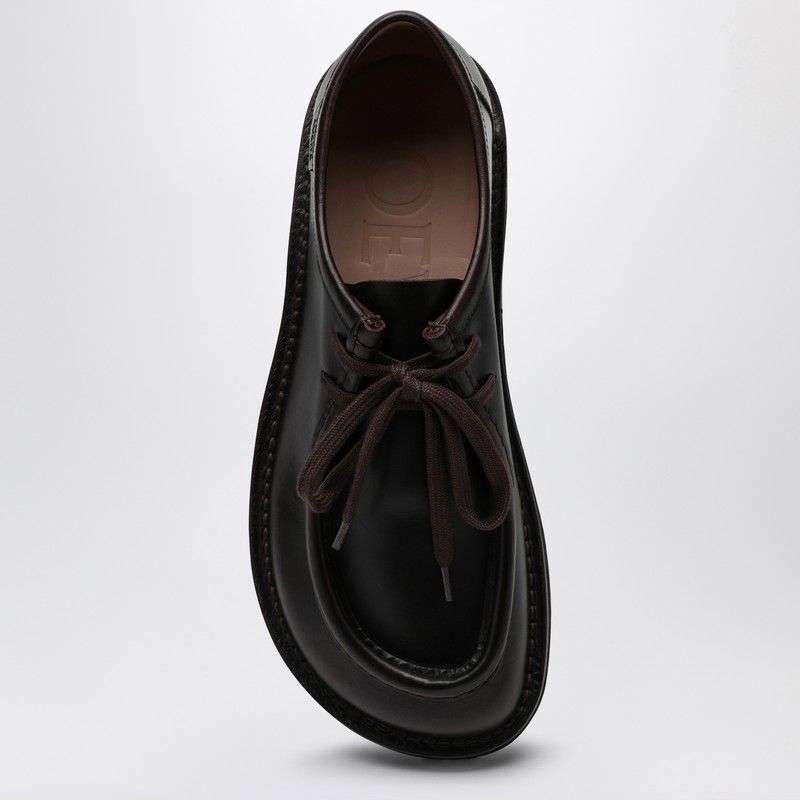 LOEWE Elegant Dark Brown Leather Lace-Up Shoes