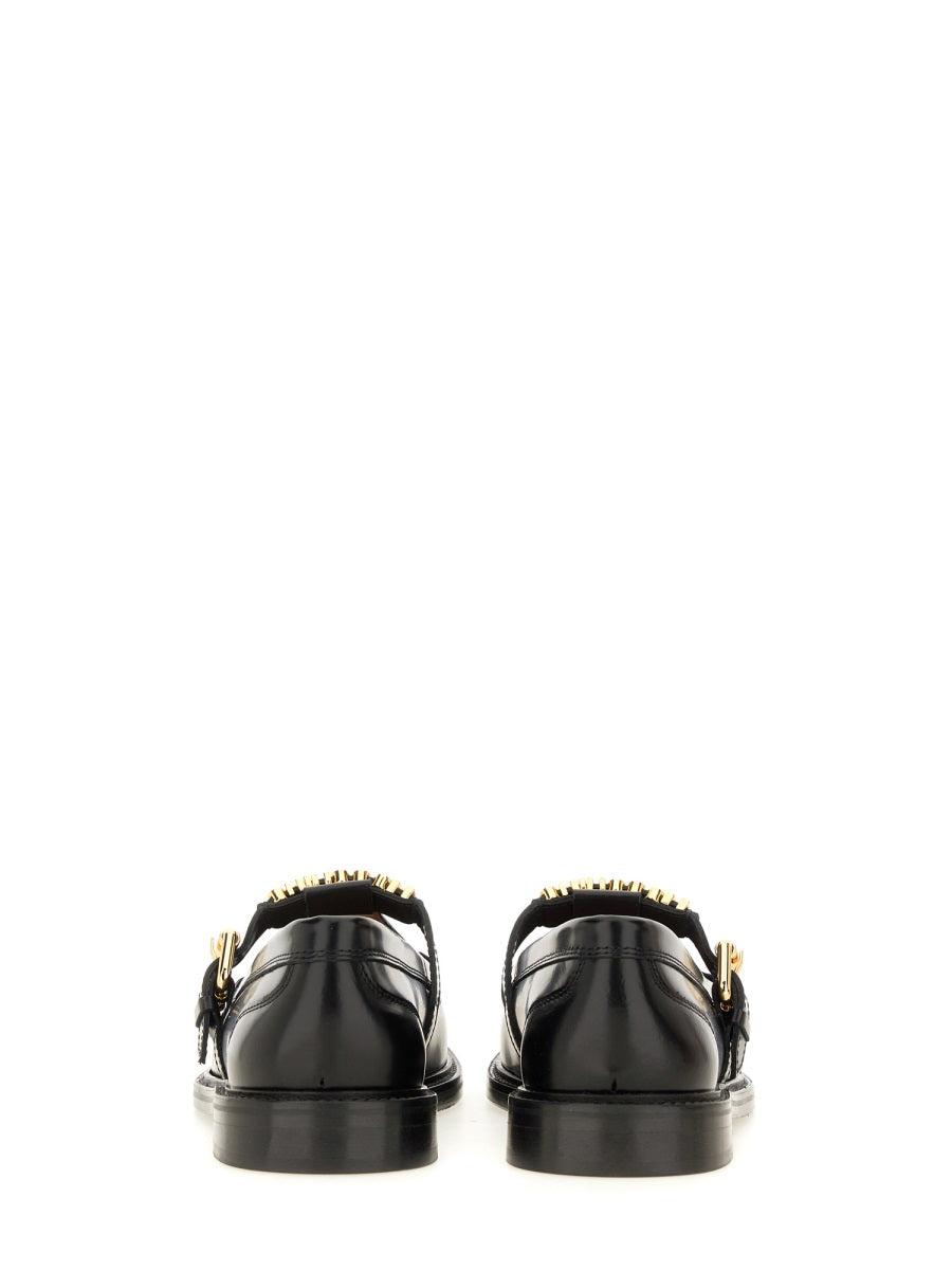 MOSCHINO COUTURE Chic Leather Loafer for Women - Sophisticated Footwear for FW24