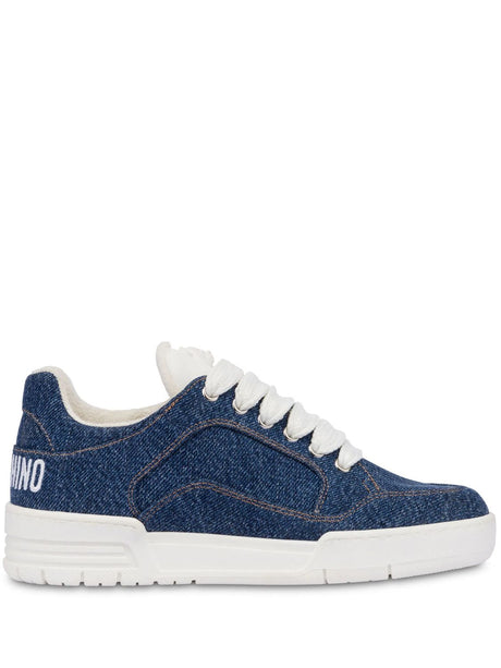 MOSCHINO COUTURE Logo-Print Chunky Denim Sneakers for Women