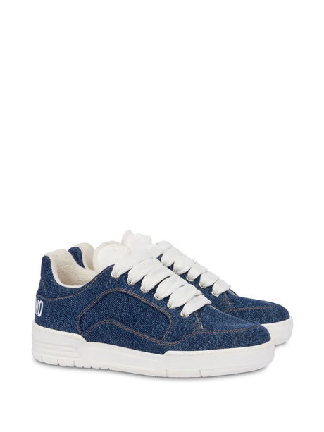 MOSCHINO COUTURE Logo-Print Chunky Denim Sneakers for Women