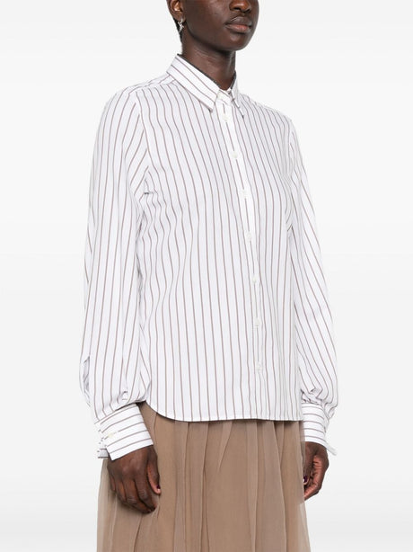 BRUNELLO CUCINELLI Elegant Striped Cotton Shirt with Monili Detail