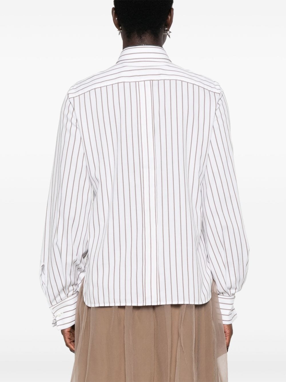 BRUNELLO CUCINELLI Elegant Striped Cotton Shirt with Monili Detail