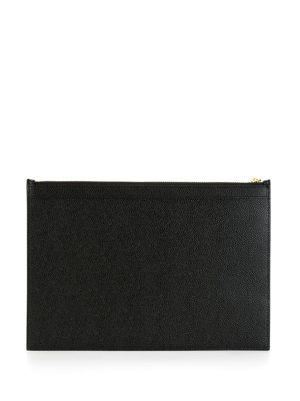 THOM BROWNE Sleek Black Grained Leather Envelope for Men