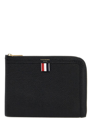 THOM BROWNE Embossed Leather Pouch Handbag for Men - Black