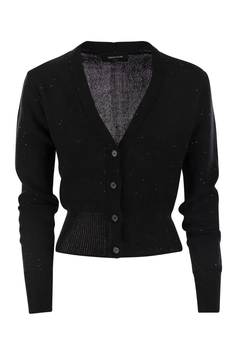 FABIANA FILIPPI Black Sequin Short Cardigan for Women