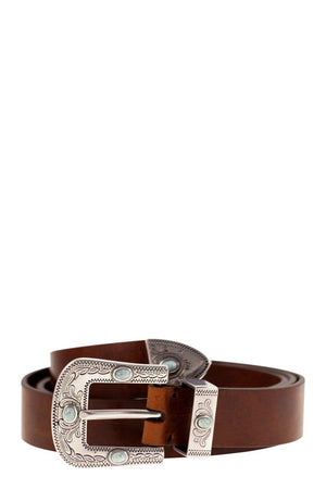 BRUNELLO CUCINELLI Men's Western Style Calfskin Pull-Up Belt in Brown - Vintage Touch