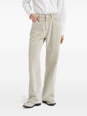 BRUNELLO CUCINELLI Cotton Trousers with Extra-Long Length