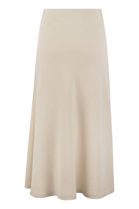 BRUNELLO CUCINELLI Elegant Fluted Ivory Skirt in Comfort Twill