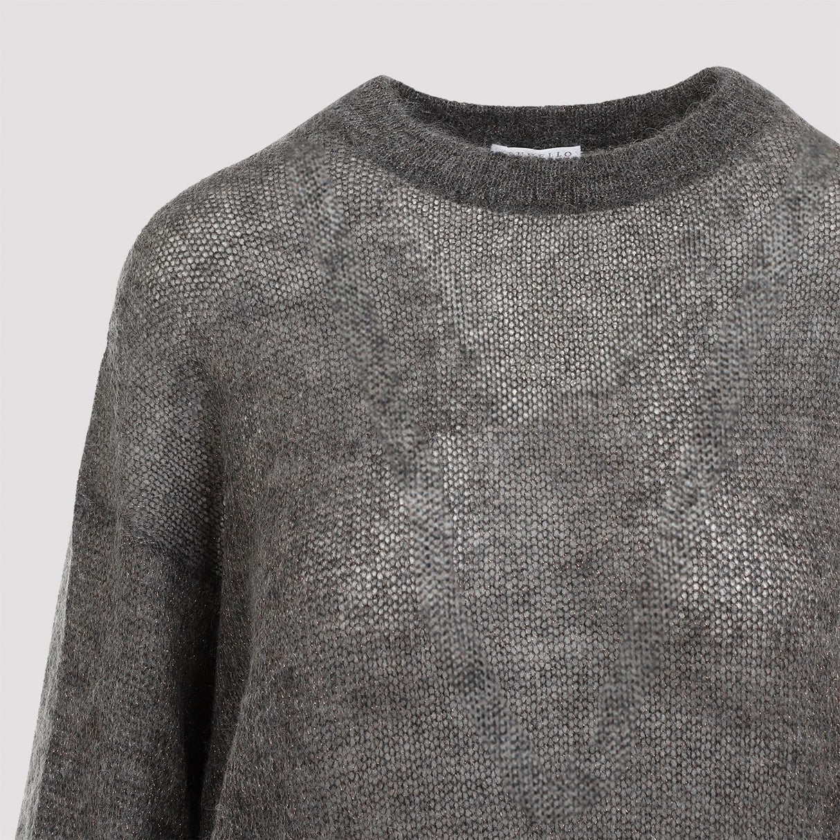 BRUNELLO CUCINELLI Shimmering Gray Mohair Blend Sweater