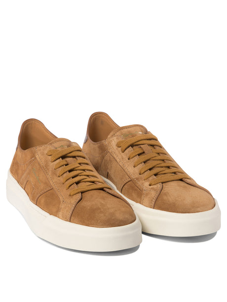 SANTONI Modern Double Buckle Suede Sneakers