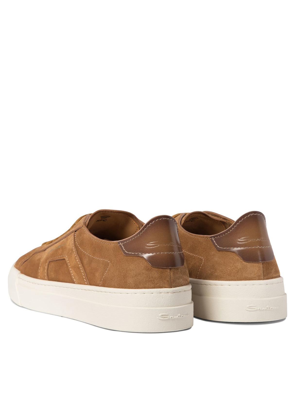 SANTONI Modern Double Buckle Suede Sneakers