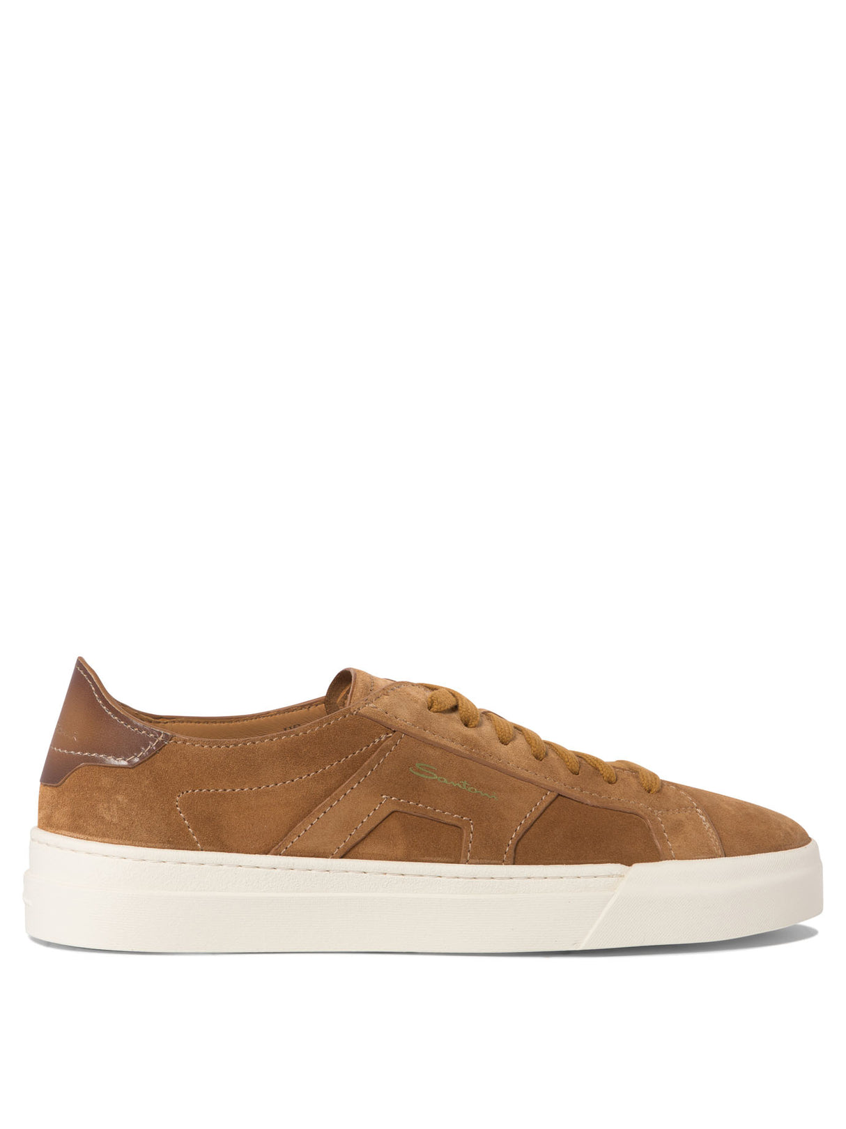 SANTONI Modern Double Buckle Suede Sneakers